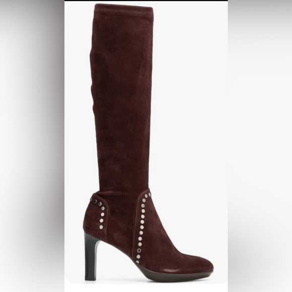 65- AQUATALIA Rolla Stretch Suede Made In Italy Size 7 M Wine Color NWT - Picture 1 of 16